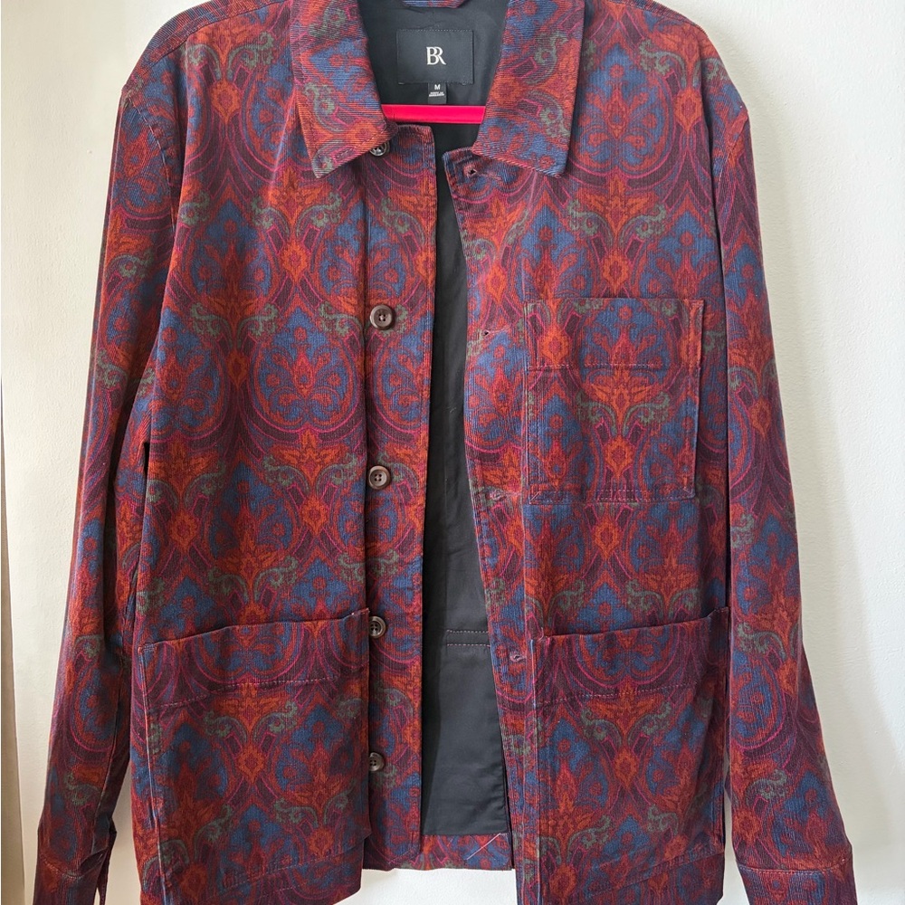 Banana Republic Men's Vibrant Red and Blue Paisley Jacket